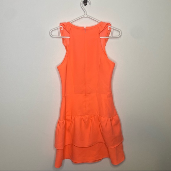 Maje Sleeveless Ruffle Trim Coral Mini Dress Size 2 - Picture 10 of 16